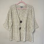 JM Collection  Tan & White 1/2-Sleeve Oversized 2-Button Sweater Cardigan, XL Photo 1