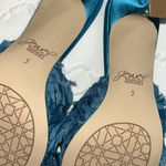 Badgley Mischka Badgley Mischa  Blue Satin Slip-on Kitten Heel Sandals(Size 5) Photo 7