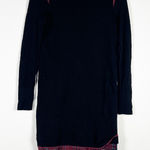 Coach Wool Knit Stretch Silk Trim Plaid Print Pullover Midi Sweater Dress Small Photo 0