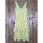 Lulus NWT  Exceptional Entrance Yellow Sleeveless Tiered Rosette Midi Dress Sz XL Photo 3