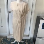 LK Bennett  cream ivory silk twist front midi dress 12 US minimalist quiet luxury Photo 1