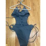 SKIMS Track Signature Swim Monokini Swimsuit Lace Up Gunmetal Gray Size 3X NWT Photo 3