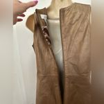 Badgley Mischka  "Belle" Sleeveless Gold Genuine Leather Dress Sz 2 Small A Line Photo 7