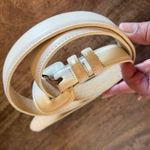 Vintage Accessories by Pearl Womens L Leather Belt Cream Made in USA Career Chic Size L Photo 8