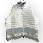 BRAND NEW Sosken Designer White Down Puffer Longline Fur Trim Jacket Coat XL XXL Silver Photo 6