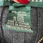 Ralph Lauren Lauren Women L Ribbed Quarter Zip Sweater Charcoal Gray 100% Cotton Photo 4