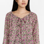 Pearl by Lela Rose | Floral Printed blouse size small NWT Purple Photo 0