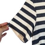 Sanctuary  Navy Blue & White Striped Split Back Short Sleeve Blouse Women Sz S Photo 2