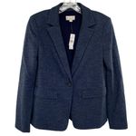 Loft Ann Taylor Navy Blue Herringbone Blazer Jacket New Photo 10