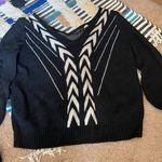 Anthropologie  Addison Story Black White V Neck Chevron Print Sweater Small Photo 10