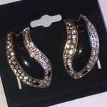 Angel Brand Vintage Black Enamel and Gold Tone Rhinestone Earrings Photo 0