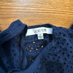 joe's jeans Joe’s Women Small Navy Blue Cotton Eyelet Flare Puff Sleeve Round Neck Blouse Photo 9