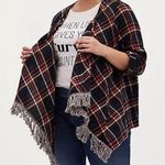 Torrid Women's 1X Flannel Drape Fringe Hem 3rd Piece Kimono Cardigan Multicolor Photo 0