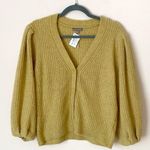 Lilla P golden yellow puff sleeve sweater cardigan NWT Size M Photo 0