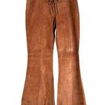 Arden B . Suede Leather Split Flare Pants Whipstitch Details Boho Y2K Photo 0