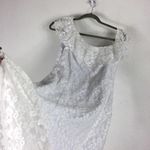 Majorelle  White Lace One Shoulder Asymmetric Ruffle Bridal Midi Dress Small Photo 12