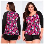 Torrid Skulls and Roses Rash Guard Long Sleeve Swim Top Plus 3X Whimsigoth Photo 8