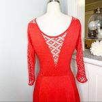 Free People  Red Lace Crochet Cut Out Fit & Flare Dress Medium Photo 7