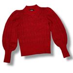 EXPRESS  Mock Neck Puff Sleeve Cable Knit Sweater Red Small Photo 11