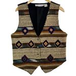 Jane Ashley Vintage 90s Vest  Medium Aztec Western Retro Top Button Front Photo 0
