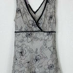 Vintage y2k Black & Silver Silk Surplice Tie Back Blouse Black Size M Photo 0