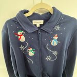 Breckenridge XL Snowman Zip Cardigan Navy Fleece Jacket Embroidered Christmas Photo 1
