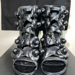 Chanel Lambskin Black Camellia Floral Leather Ankle Dressy Heel Boots Size 36.5 Photo 1