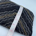 Vintage Y2K satin beaded black clutch. Snap front Photo 7