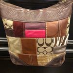 Coach Patchwork Madras Crossbody Shoulder Bag Adjustable Strap Vintage Duffle Photo 4