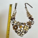 Chico's  Nikki faux pearl brown and yellow beaded rhinestone statement necklace Photo 3