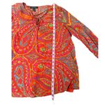 Ralph Lauren Lauren Large Vibrant Paisley 3/4 Sleeve Lined Lace up Boho ChicTop Photo 8