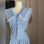 Vintage Weathered Blues Plaid Sleeveless Dress, Size 11/12 Blue Size L Photo 1