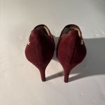 Calvin Klein Kena Nappa 6.5 Cabernet Burgundy Suede Pump Peep Stilettos Booties Photo 3