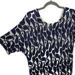 Talbots Paisley Knit Dolman Printed Linen Top Womens Size M Coastal Blue White Photo 5