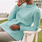 Talbots Micro Fleece Funnel Neck Top Blue Womens Size Mp Button Back Pullover Photo 0