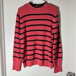 Talbots Lightweight Knit Sweater Pink Navy Striped Crewneck Womens XL Photo 0