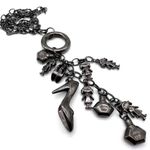 Pardma Paris charm parfum bottle shoes‎ dangle chain necklace gunmetal Gray Photo 0
