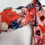 Lilian Floral Ruched Dress Woman’s Size 1X Deep V Neck Bold Orange Photo 6