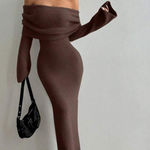 MOOSTA Elegant Charming Foldover Chocolate Brown sweater dress Photo 0