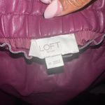 Loft  Faux Leather Cinched Skirt Mini Size XS Burgundy Red Photo 3