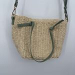 Mistique Paper Straw Crossbody Bag Green Faux Leather Cottage Photo 1