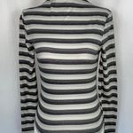 Cali Be New Striped Ribbed Mock Neck Long Sleeve Top Grey Multi Photo 2