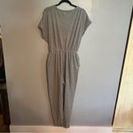 Madewell Gray Waffle Knit Jumpsuit Short Sleeve Button Front Jogger Loungewear M Photo 4