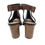 Loeffler Randall Maisy Colorblock Leather Sandal Block Heel Black Brown Size 7 Photo 3