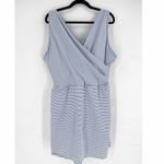 Lands' End Womens 26W Blue White Striped Faux Wrap Swim Dress Tummy Control Photo 1