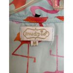 Mud Pie  Blue Ruffle Pink Flamingo Bird Sleeveless Tank Top Blouse‎ Shirt Medium Photo 3