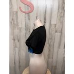 Blue Butterfly Graphic Crop Top Black Short Sleeve Stretch Tee Size Small Photo 5