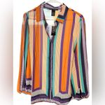 Ashley Stewart  Multicolor Striped Button Down Shirt Photo 2