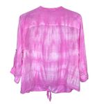 INC 100%‎ Linen Shirt Plus Size 22W Pink Tie Die Button Waist Tie Crop Top Photo 5