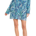 La Blanca  Cover‎ Up Tunic Dress Blue Green Palm Leaf Print Womens Medium Photo 0